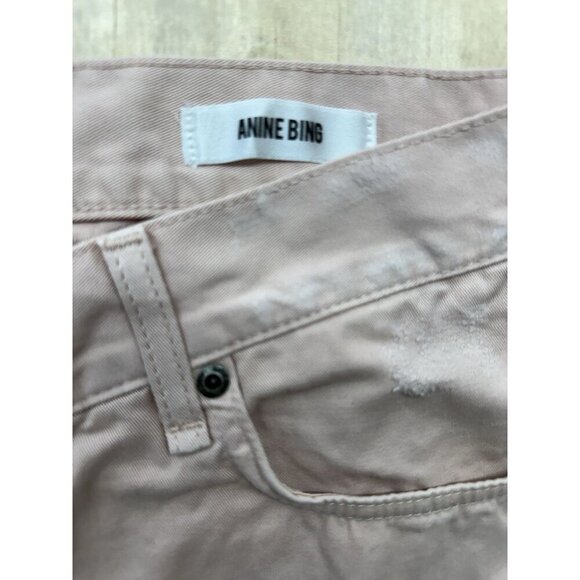 Anine Bing Cotton Shorts Soft Pink M Distressed Shorts Casual Cutoff Button Fly - Picture 2 of 10